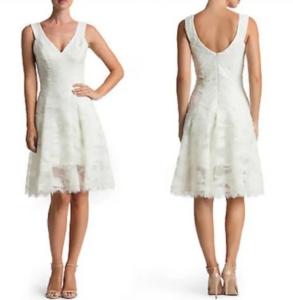Dress the Population Maya Dress Lace Mesh Overlay Bridal Party Cocktail Formal M